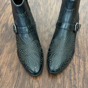 *RARE* Zara Black Leather Studded Western Ankle Boots